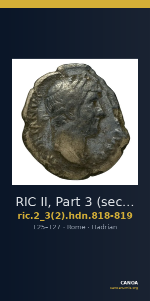 RIC II, Part 3 (second edition) Hadrian 818-819 — CANOA