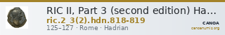 RIC II, Part 3 (second edition) Hadrian 818-819 — CANOA