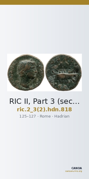 RIC II, Part 3 (second edition) Hadrian 818 — CANOA