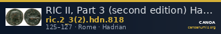 RIC II, Part 3 (second edition) Hadrian 818 — CANOA