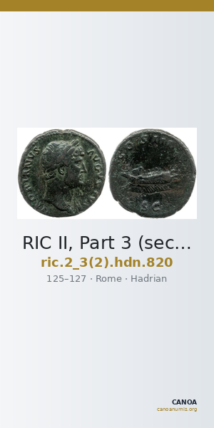 RIC II, Part 3 (second edition) Hadrian 820 — CANOA
