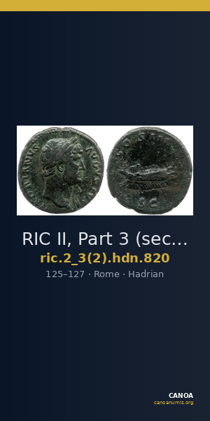 RIC II, Part 3 (second edition) Hadrian 820 — CANOA