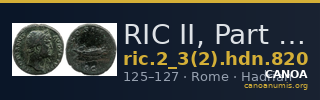 RIC II, Part 3 (second edition) Hadrian 820 — CANOA