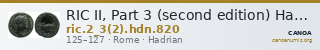 RIC II, Part 3 (second edition) Hadrian 820 — CANOA