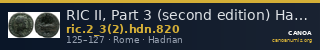 RIC II, Part 3 (second edition) Hadrian 820 — CANOA