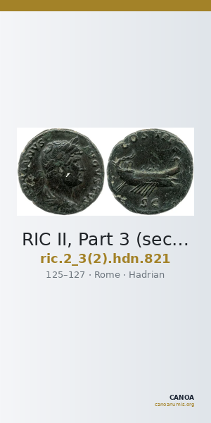 RIC II, Part 3 (second edition) Hadrian 821 — CANOA