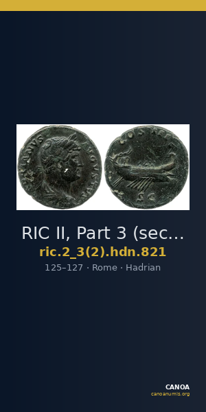 RIC II, Part 3 (second edition) Hadrian 821 — CANOA