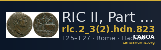 RIC II, Part 3 (second edition) Hadrian 823 — CANOA