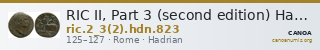 RIC II, Part 3 (second edition) Hadrian 823 — CANOA