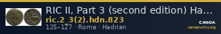 RIC II, Part 3 (second edition) Hadrian 823 — CANOA