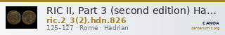 RIC II, Part 3 (second edition) Hadrian 826 — CANOA