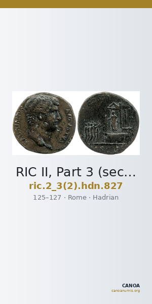 RIC II, Part 3 (second edition) Hadrian 827 — CANOA