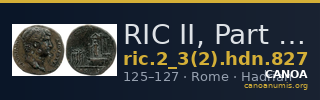 RIC II, Part 3 (second edition) Hadrian 827 — CANOA