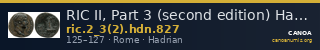 RIC II, Part 3 (second edition) Hadrian 827 — CANOA