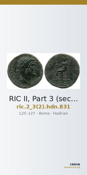 RIC II, Part 3 (second edition) Hadrian 831 — CANOA
