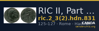 RIC II, Part 3 (second edition) Hadrian 831 — CANOA