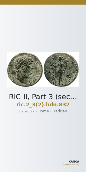 RIC II, Part 3 (second edition) Hadrian 832 — CANOA