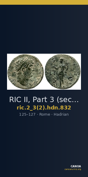 RIC II, Part 3 (second edition) Hadrian 832 — CANOA