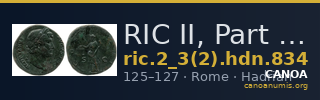 RIC II, Part 3 (second edition) Hadrian 834 — CANOA
