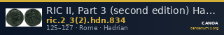 RIC II, Part 3 (second edition) Hadrian 834 — CANOA
