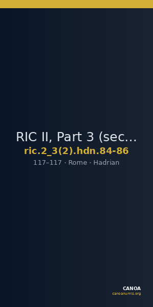 RIC II, Part 3 (second edition) Hadrian 84-86 — CANOA