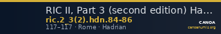 RIC II, Part 3 (second edition) Hadrian 84-86 — CANOA