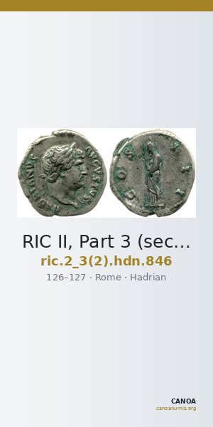 RIC II, Part 3 (second edition) Hadrian 846 — CANOA