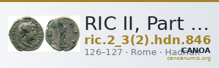 RIC II, Part 3 (second edition) Hadrian 846 — CANOA