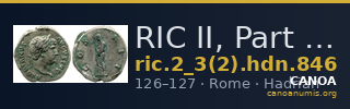 RIC II, Part 3 (second edition) Hadrian 846 — CANOA