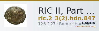 RIC II, Part 3 (second edition) Hadrian 847 — CANOA