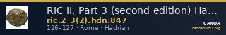 RIC II, Part 3 (second edition) Hadrian 847 — CANOA