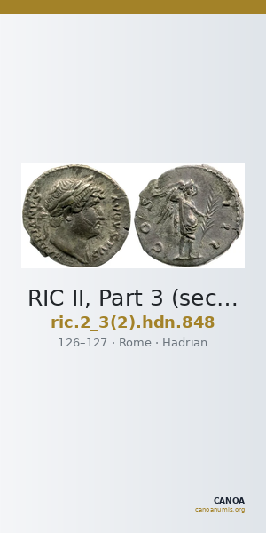 RIC II, Part 3 (second edition) Hadrian 848 — CANOA
