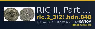 RIC II, Part 3 (second edition) Hadrian 848 — CANOA