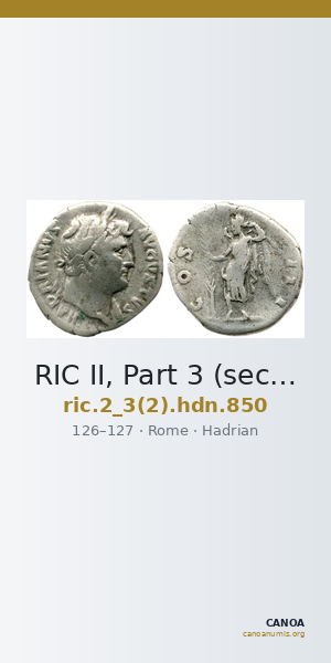 RIC II, Part 3 (second edition) Hadrian 850 — CANOA