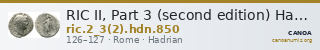 RIC II, Part 3 (second edition) Hadrian 850 — CANOA