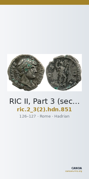 RIC II, Part 3 (second edition) Hadrian 851 — CANOA