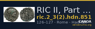 RIC II, Part 3 (second edition) Hadrian 851 — CANOA