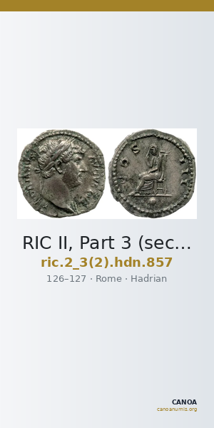 RIC II, Part 3 (second edition) Hadrian 857 — CANOA
