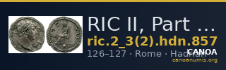 RIC II, Part 3 (second edition) Hadrian 857 — CANOA