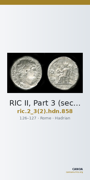 RIC II, Part 3 (second edition) Hadrian 858 — CANOA