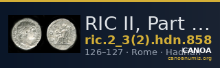RIC II, Part 3 (second edition) Hadrian 858 — CANOA