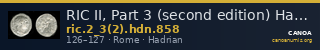 RIC II, Part 3 (second edition) Hadrian 858 — CANOA