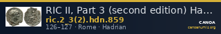 RIC II, Part 3 (second edition) Hadrian 859 — CANOA