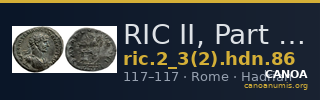RIC II, Part 3 (second edition) Hadrian 86 — CANOA