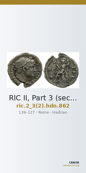 RIC II, Part 3 (second edition) Hadrian 862 — CANOA