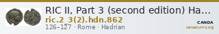 RIC II, Part 3 (second edition) Hadrian 862 — CANOA