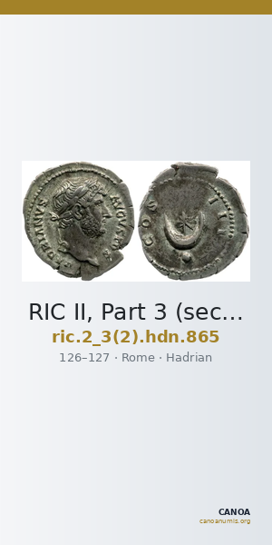 RIC II, Part 3 (second edition) Hadrian 865 — CANOA