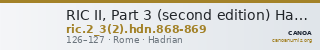 RIC II, Part 3 (second edition) Hadrian 868-869 — CANOA