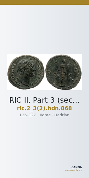 RIC II, Part 3 (second edition) Hadrian 868 — CANOA