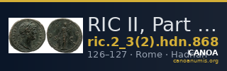 RIC II, Part 3 (second edition) Hadrian 868 — CANOA